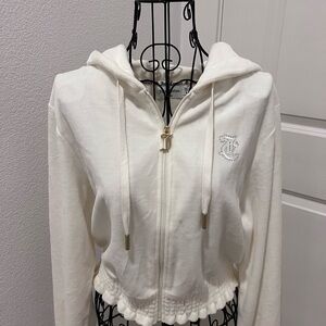 Rare Juicy Couture Velour White Zip-Up Tracksuit Sweatshirt